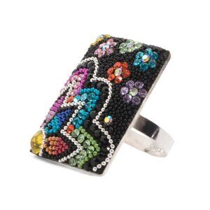 SEED & SAGE Multi Made In Mexico Sterling Silver Crystal Rectangle Ring